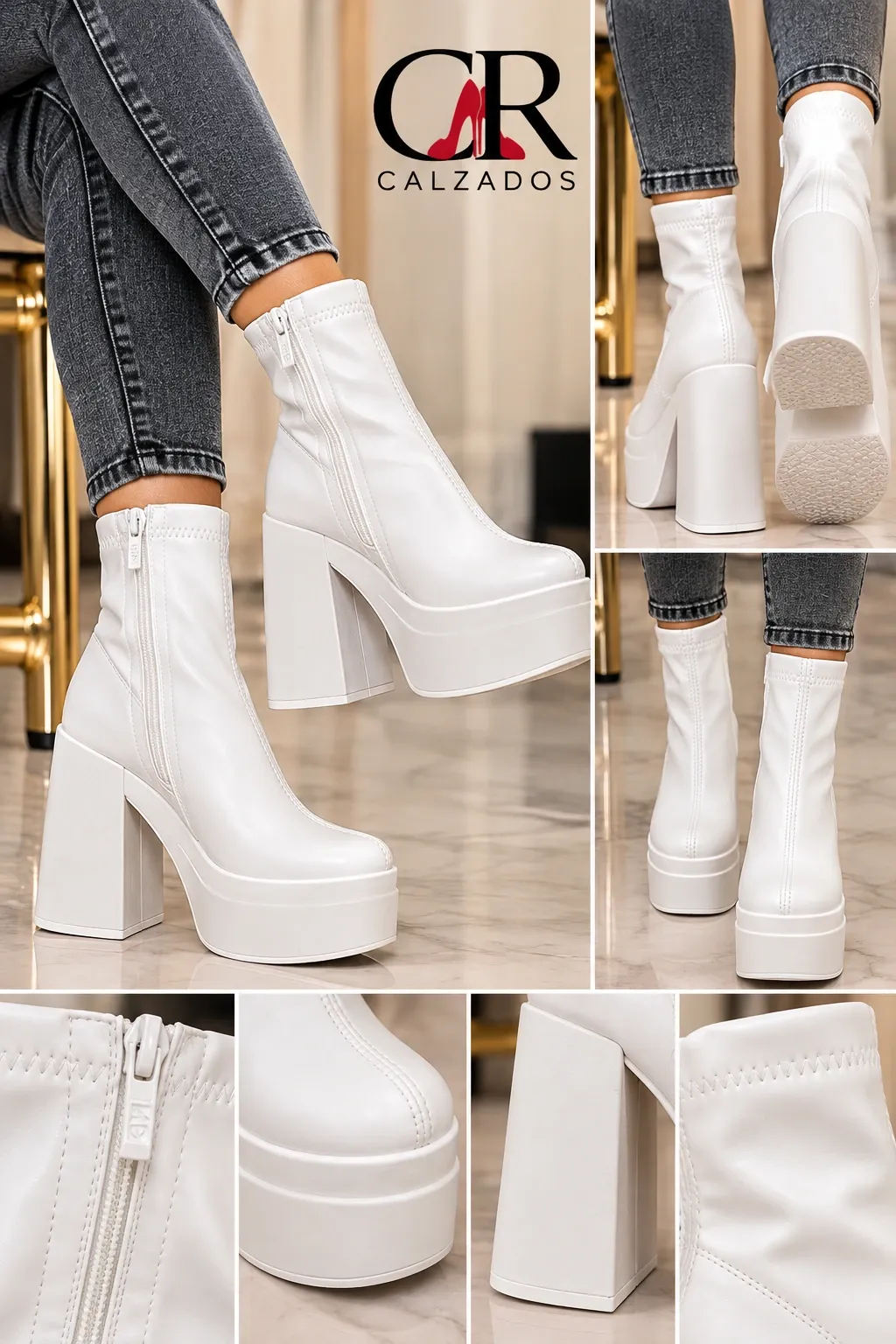 Botines Blancos Cuero
