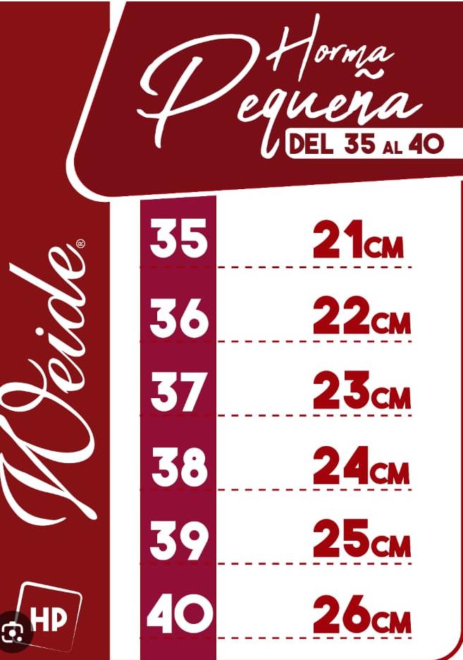 Guía de tallas CR Calzados