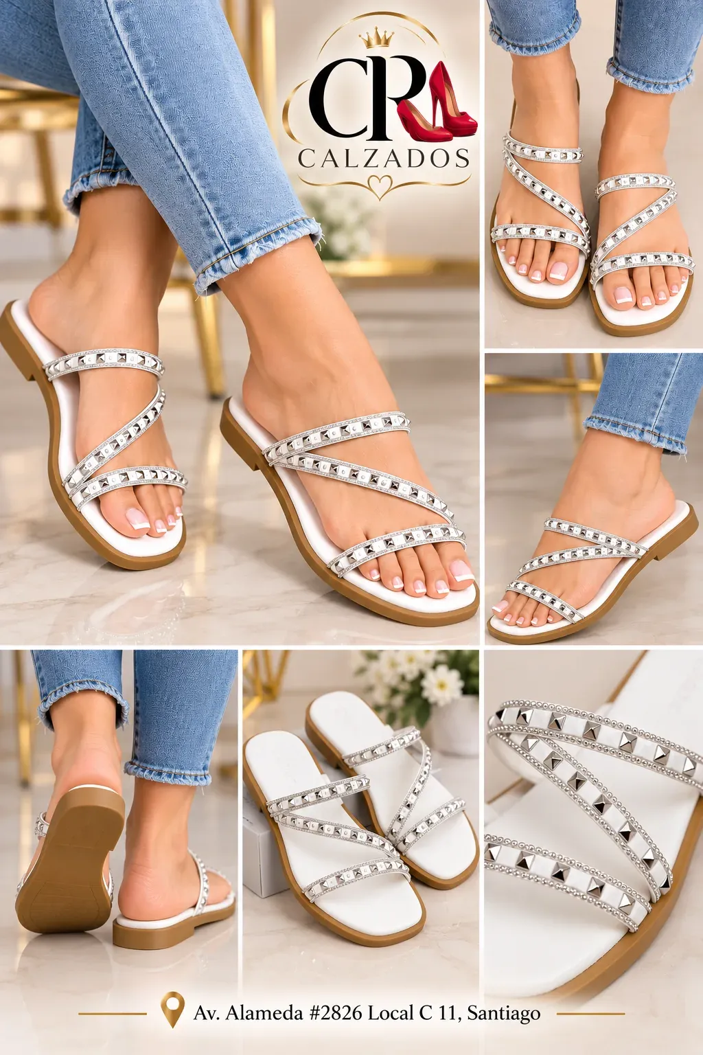 Sandalias de tiras con tachuelas